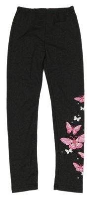 Čierne melírované legíny s motýlikmi SHEIN