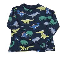 Tmavomodré triko s dinosaury M&S