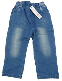 Nové - modré crop rifle s krajkovými květy MAE.LI ROSE