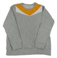 Sivo-bielo-horčicová melírovaná mikina