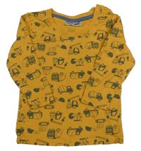 Horčicové tričko so stavebními stroji Ergee