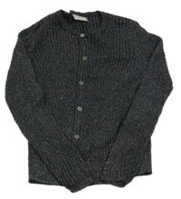 Čierno-farebný melírovaný rebrovaný prepínaci sveter so trblietkami Matalan