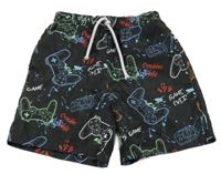 Čierne plážové kraťasy s ovladači