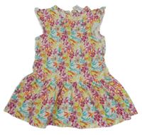 Biele šaty s kvietkami a lístečky a volánikmi C&A