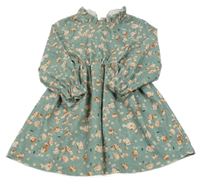 Olivové šaty s kvietkami