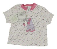 Nové - bielo-ružové bodkovaná é tričko s obrázkom c