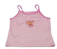 Svetloružová -ružový pruhovaný top so srdiečkom s psíkom SHEIN