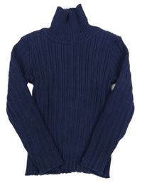 Tmavomodrý rebrovaný svetrový rolák Nutmeg