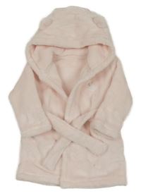 Svetloružový plyšový župan s králikom a kapucňou s uškami little nutmeg