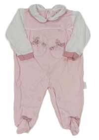 Světlerůžovo-bílý overal s botičkami a mašlemi a límečkem Leo Jolies