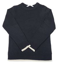 Tmavomodro-biely pletený sveter H&M