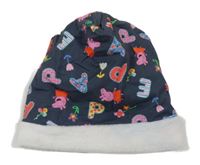 Černošedo-smetanová zateplená čepice s Peppa Pig