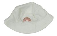 Biely zamatový klobúk s dúhou