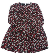 Čierno-farebné kvetované šifónové šaty C&A