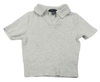 Svetlosivé melírované rebrované crop polo tričko New Look