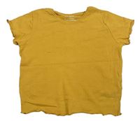 Okrové rebrované crop tričko Primark