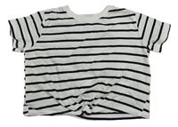 Bielo-čierne pruhované crop tričko s uzlom H&M