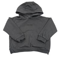 Antracitová mikina s nápisom a kapucňou F&F