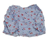 Modro-bílá pruhovaná halenka s třešněmi a duhami Kiki&Koko