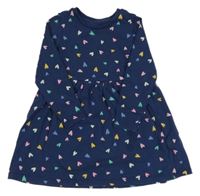 Tmavomodré bavlnené šaty so srdiečkami M&S