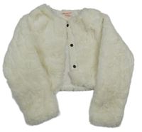 Smotanová kožušinová podšitá crop bunda