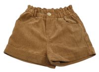 Hnědé žebrované sametové kraťasy Zara