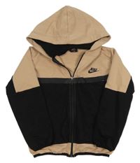 Hnědo-černá propínací mikina s kapucí Nike