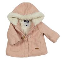 Růžová flaušová zateplená bunda s kapucí Kiabi