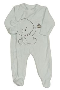 Svetlomodrý zamatový overal s králikom