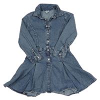 Modré rifľové košeľové šaty River Island