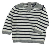 Bílo-černý pruhovaný svetr Kiabi