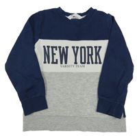 Tmavomodro-svetlošedá -sivá mikina s nápisom H&M