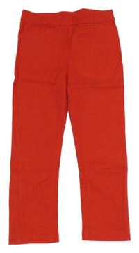 Červené plátenné elastické nohavice