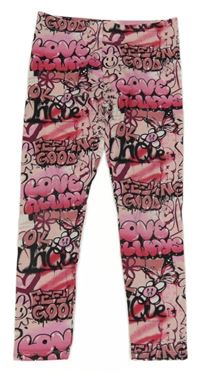 Ružové legíny s grafitti nápisy a kvetmi George
