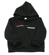 Čierna mikina s pruhmi s nápisom a kapucňou Shein