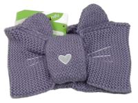 Nové - Fialová pletená čelenka s čumákem