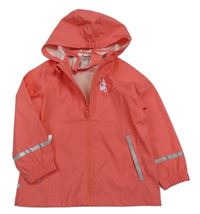 Korálová nepromokavá bunda s jednorožcom a kapucňou Lupilu