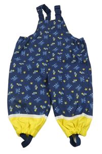 Tmavmodro-žluté nepromokavé podšité laclové kalhoty s kraby Ergee