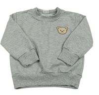 Sivá melírovaná mikina s medvěďom