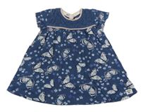 Tmavomodré bavlnené šaty s motýly Mantaray