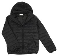 Černá prošívaná šusťáková zateplená bunda s kapucí H&M