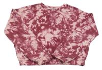 Ružovo-vínová batikovaná crop mikina Primark