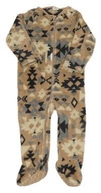 Hnědý vzorovaný chlupatý overal Next