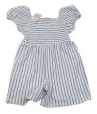 Nové - Bílo-modrý pruhovaný kraťasový overal Primark