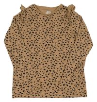 Hnědé vzorované triko s volánky F&F