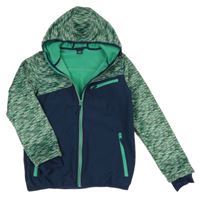 Tmavomodro-zelená softshellová bunda s melírováním a kapucňou Y.F.K.