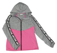 Sivo-neónově ružová športová prepínaci mikina s kapucňou H&M