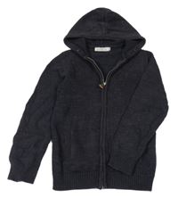 Antracitový melírovaný prepínaci sveter s kapucňou H&M