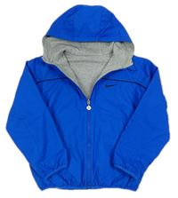 Modrá šušťáková obojstranná jarná zateplená bunda s kapucňou Nike