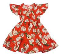 Červené květované lehké šaty E-Vie